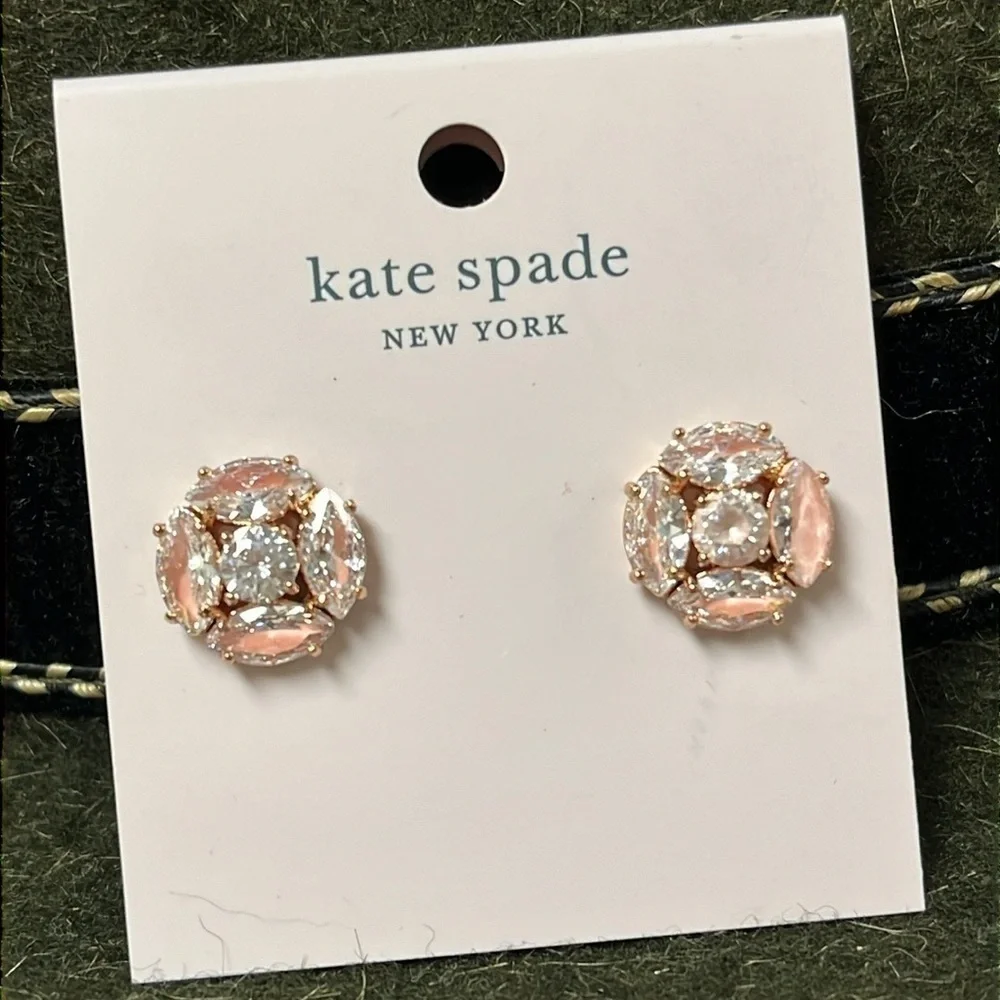 Brand New Kate Spade Flying Colors Blush Post Earrings Marquise Cluster Studs